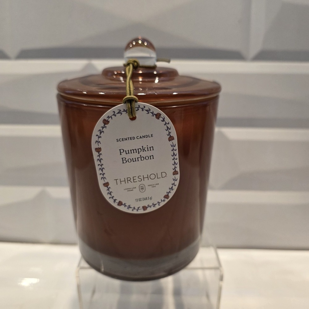 Threshold Pumpkin Bourbon Crackling Wooden Candle Wick- 13oz. Glass w/Lid